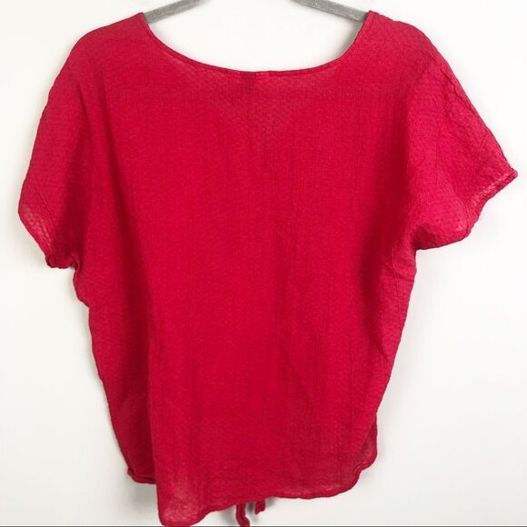 UNIVERSAL THREAD | Tie Detail Button Front Short Sleeve Red Top Women’s Size L - Picture 7 of 9